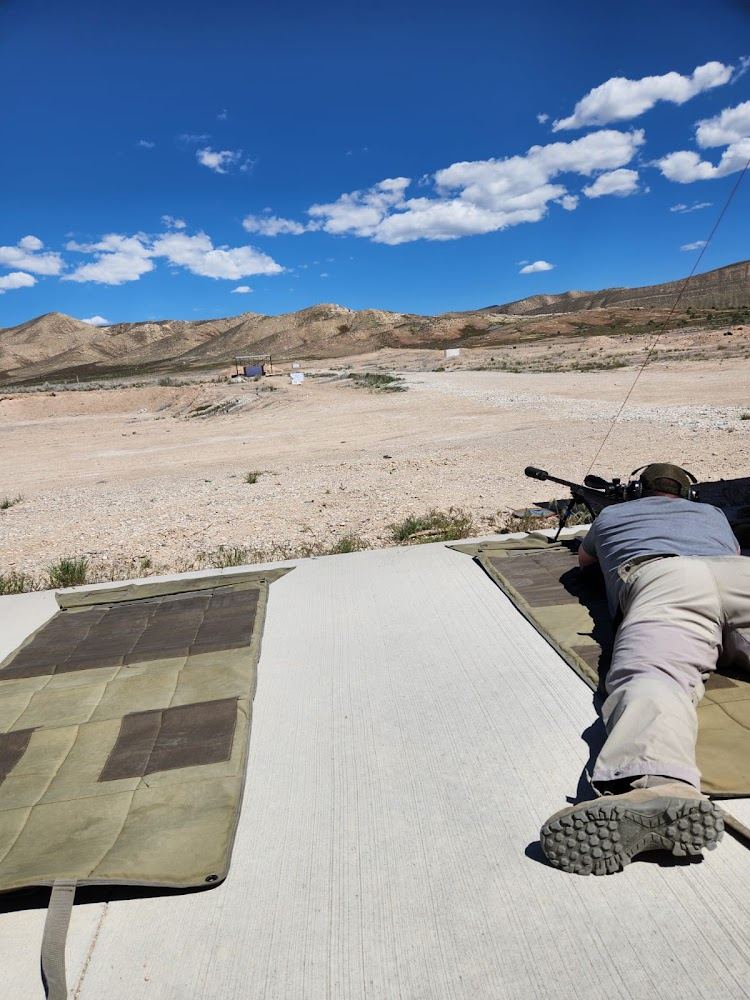 Student shooting prone from the firing line during the Fierce long range shooting school